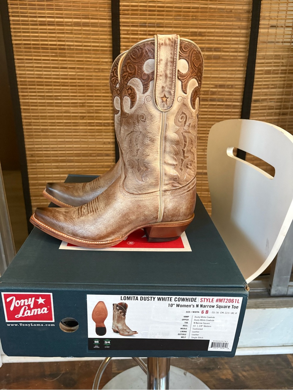 Tony Lama Lomita Dusty White 10” Western Boot - Picture 11 of 13